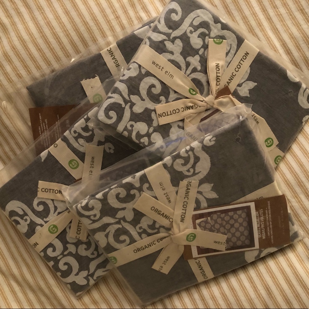 West Elm Organic Scroll Medallion Pillow Shams